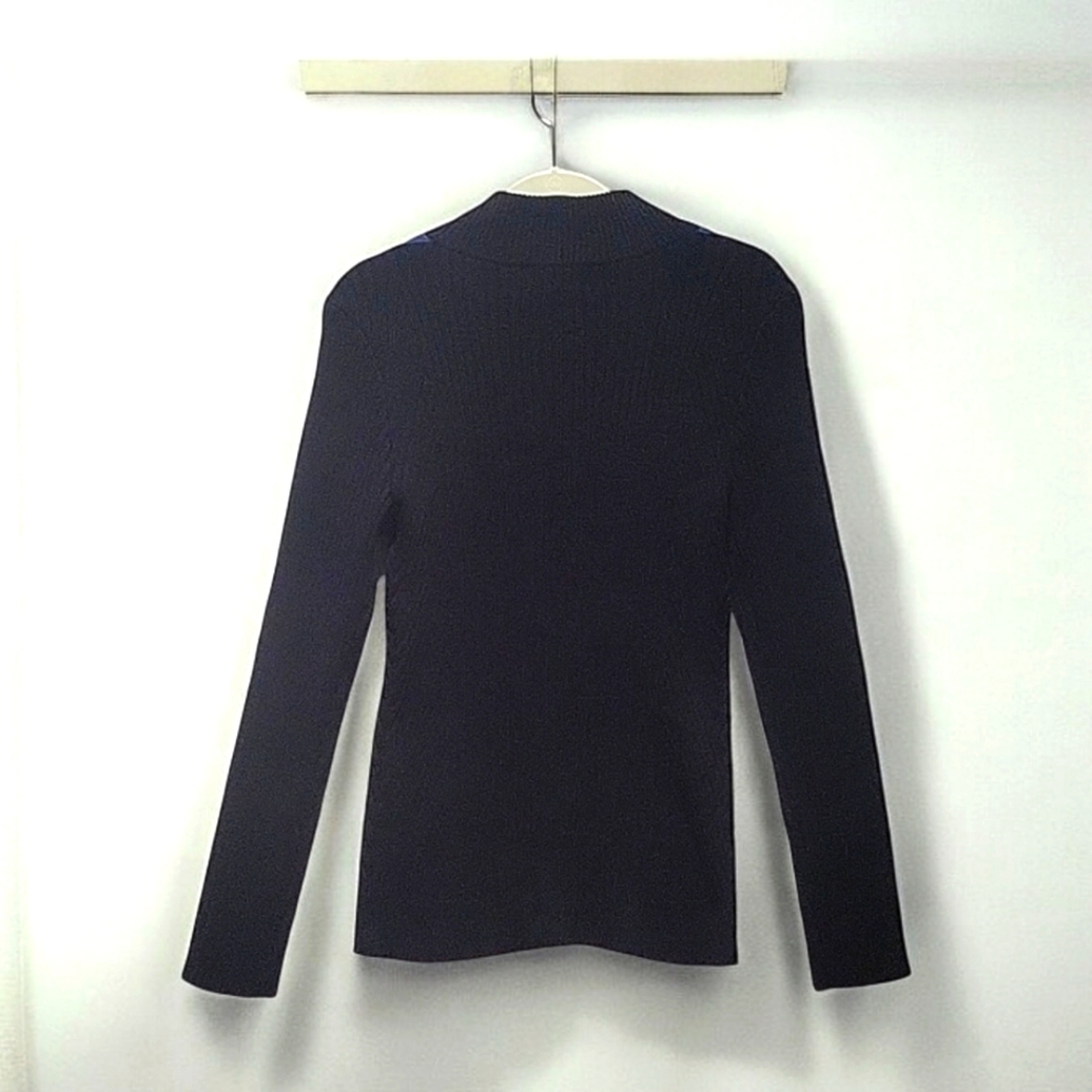 LAUREN Ralph Lauren Active Full Zip Knit Sweater Large Black Blue - Picture 9 of 10